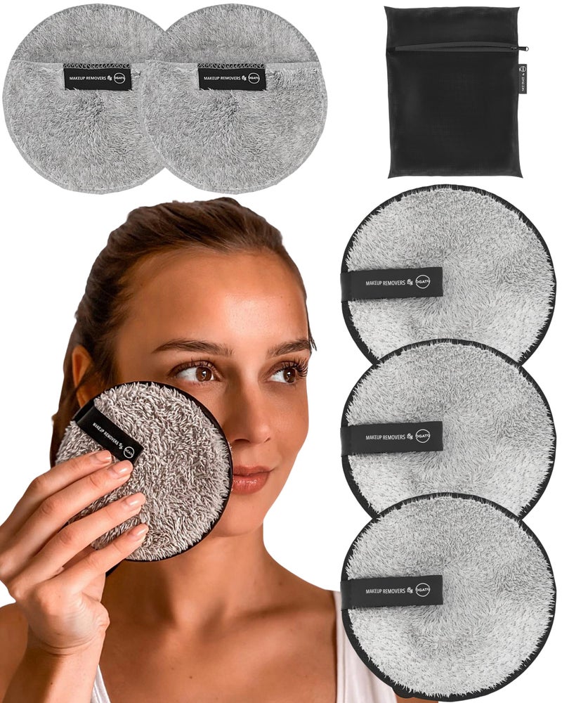 Ogato Reusable Makeup Remover Cloth - 6pc Face Pads, Makeup Eraser Cloth Wipes for All Skin Types - Washable Microfiber Make Up Reusable Cotton Rounds for Face - With Free Laundry Bag - Image 1